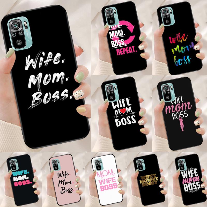 Wife Mom Boss Quotes Cover For Xiaomi Redmi Note 14 13 12 9 10 11 Pro 9S 10S 11S 12S Redmi 14C 10C 12C 13C Case