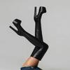 Sexy Super Hohe Absätze Overknee Stiefel Damen Klobige Plateau Oberschenkelhohe Stiefel Lackleder Nachtclub Party Schuhe Größe 46