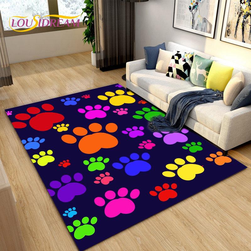 Covor de suprafață 3D Animale de companie cu amprentă de talpă mare, covor pentru sufragerie, dormitor, canapea, covoraș, decorare, covoraș anti-alunecare pentru copii