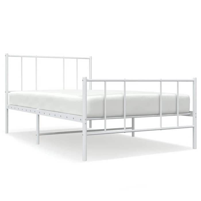 VidaXL Cadre de lit métal avec tête de lit-pied de lit blanc 100x190cm 352541