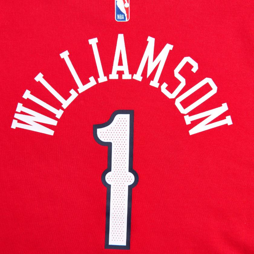 Nike NBA Collaboration Pelicans Dri-Fit T-Shirt Williamson Crew Neck Letter Comfortable Short Sleeve Kids Tops Crimson 3Z2B311FA-PELZW