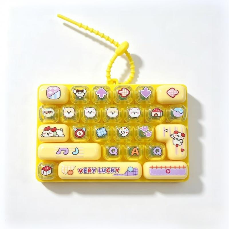 Cartoon 26 Grid Keyboard Fidget Toy Keychain Portable Stress Relief Toy for Kids Adult Family Gathering Interactive Game