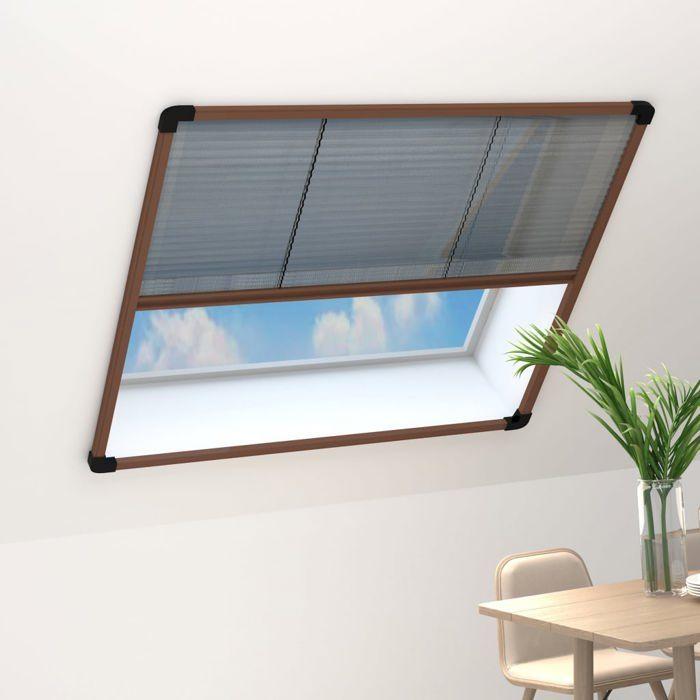 Fliegengitter - Plissiert - Brauner Aluminiumrahmen - 120 x 120 cm - Für Dachfenster