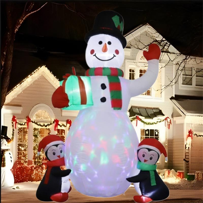Inflatable Toy Penguins Gift Snowman Christmas Inflatable Model Luminous Inflatable Model Christmas Atmosphere Decoration Model