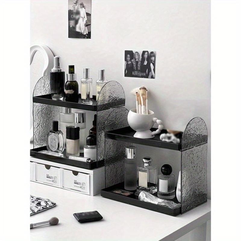 1pc Acrylic Makeup Organizer, Dual-Layer Increased Heighten Cosmetic Display Holder, Vanity Tray for Skincare, Perfume, Lipstick, Desk Storage Box