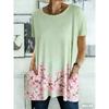 Camiseta de manga corta estampada de verano con bolsillos
