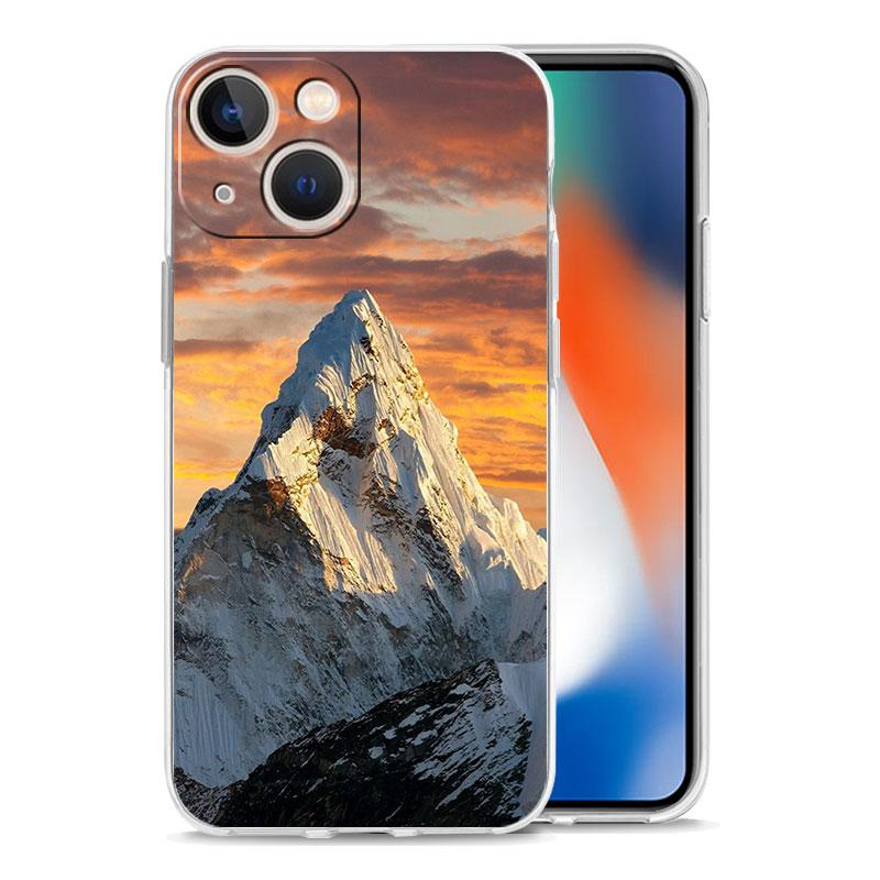 Phone Case For iPhone 17 Air Cases iPhone 16 15 12 13 14 Pro Max SE 7 8 Plus iPhone11 Clear Cover Mountain Peaks Landscape