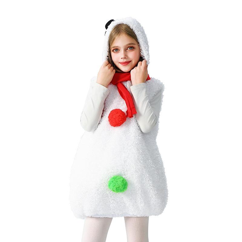 Girls Christmas Children's Costume Snowball Baby Christmas Snowman Costume Snow Doll Performance Costume