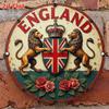 D Flat Vintage England Emblem Wall Art  Aluminum Sign with Lion and Rose Design Durable IndoorOutdoor Decor for Home