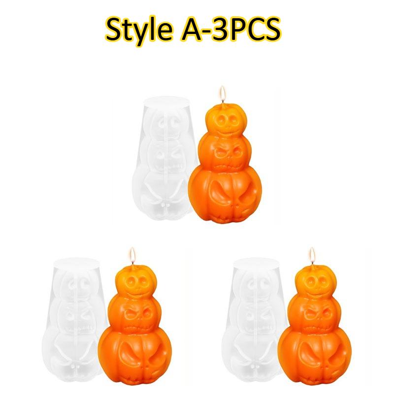 1-5PCS 3D Pumpkin Silicone Candle Mold DIY Halloween Resin Plaster Soap Making Mold Handmade Craft Molds for Home Decoration