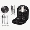 Stainless Steel Tableware Camping Picnic Barbecue Plate Clip Steak Knife Fork Spoon Set Portable Storage Bag 10 Pieces Cutlery