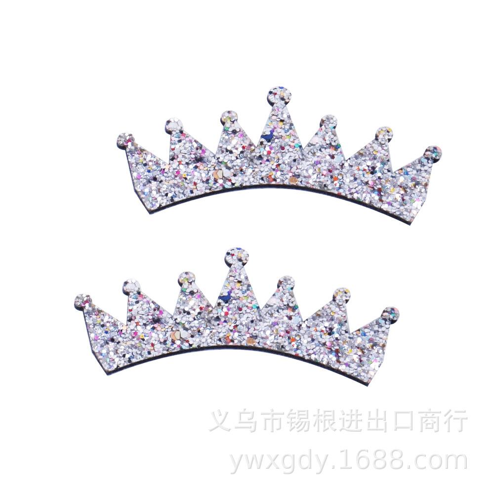 Handmade Multi-Color Glitter Crown Hair Clips for Girls