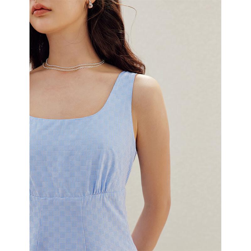 INMAN French Plaid Waist-cinching Vest Dress