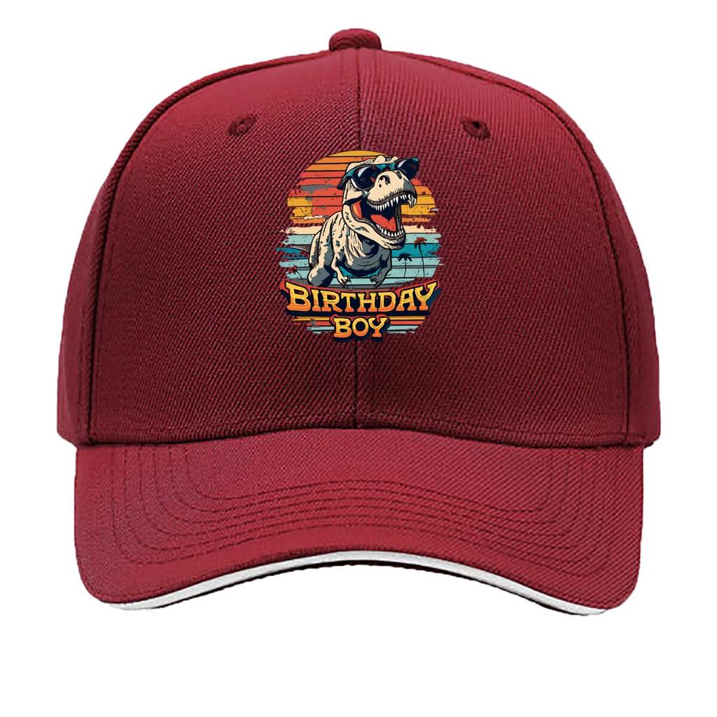 Birthday Boy Dinosaur Sunglasses Retro Sunset Graphic Sandwich Baseball Cap Unisex Women Sun Cap Outdoor Workouts Hat