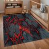 2D Volcanic Lava Crack Area Rug with Glowing Red Lava Print for Gothic Home Decor Lovers Non-Slip Carpet Bedroom Living Room