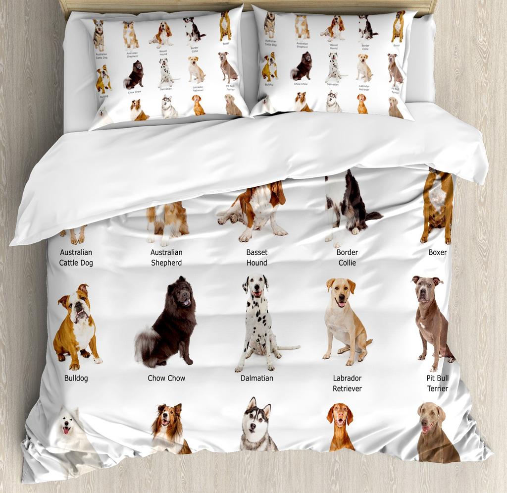 Group Of Dogs Duvet Cover Sets For Kids Teens Boys Girls Lightweight Bedspread Cover Room Decor Family Type Species Bedding Set