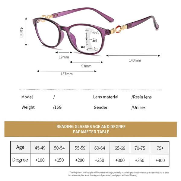 Fashion Progressive Multifocal Reading Glasses Women Anti-blue Light Eyeglasses Prescription Spectacles Diopter +1.0to+4.0