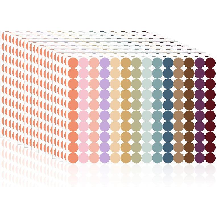 Sinmoe 2800 Pieces Colored Dot Stickers 3/4 Inch 14 Colors Circle Dots Label Stickers Removable for Office and Student Classroom DIY Marking Teaching