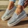 Autumn and spring large size casual single shoes women's thick-soled flat-bottomed rhinestone fashion women's shoes