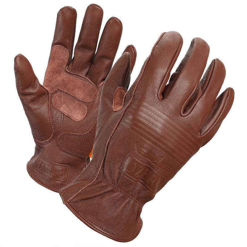 Genuine Leather Sheepskin Cycling Gloves Retro Palm Plus Wear Resistant Men's Off-road Motorcycle Racing Motorcycle Gloves