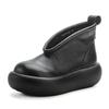 Slope heel short boots women's retro casual big head single boots autumn and winter muffin thick-soled British versatile personalized short Mart
