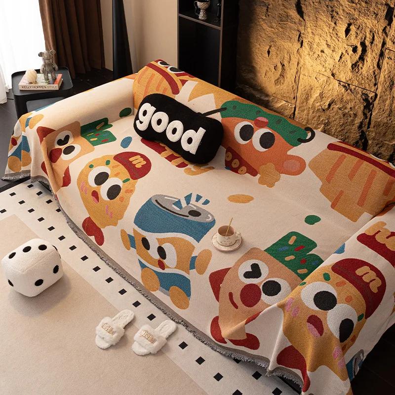 Universal Creative cartoon Couch Towel Full Cloth Cover Four Seasons Sofa Carpet Non-Slip Cover Blanket Proof Cat Scratch