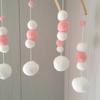 Baby Crib Mobile Wooden Wind Chime Felt Ball Hanging Bed Bell Baby Mobile Wooden Ornament Nursery Decor for Girls Boys