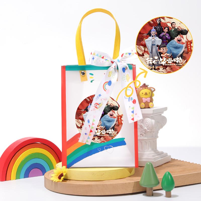 Kindergarten Party Favor Gift Bag with Transparent Handle for Back-to-School and Birthday.