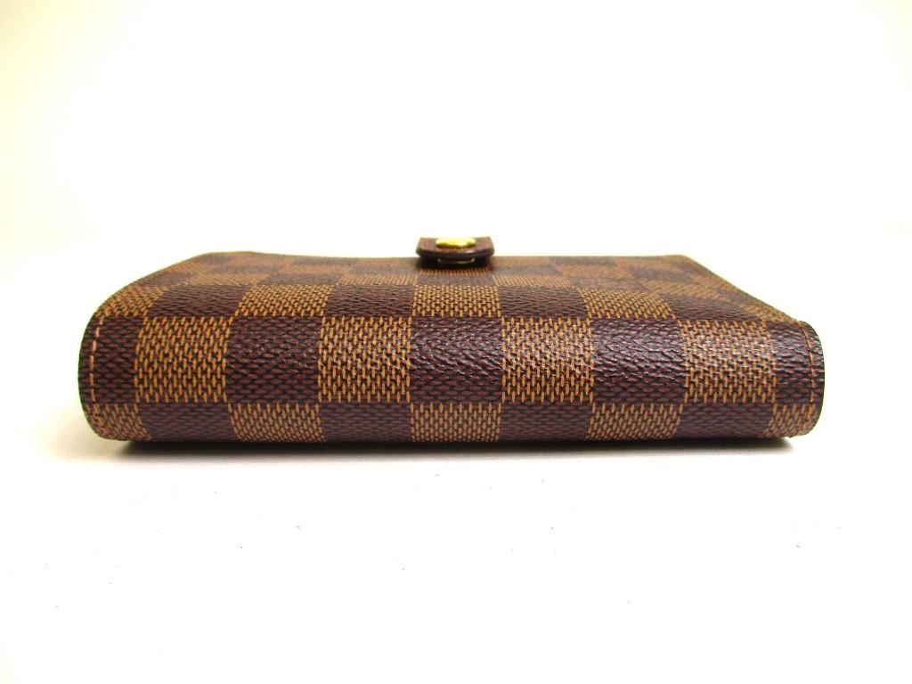 Authentic LOUIS VUITTON Damier Brown Leather Bifold Wallet Viennois #a185  Refurbished