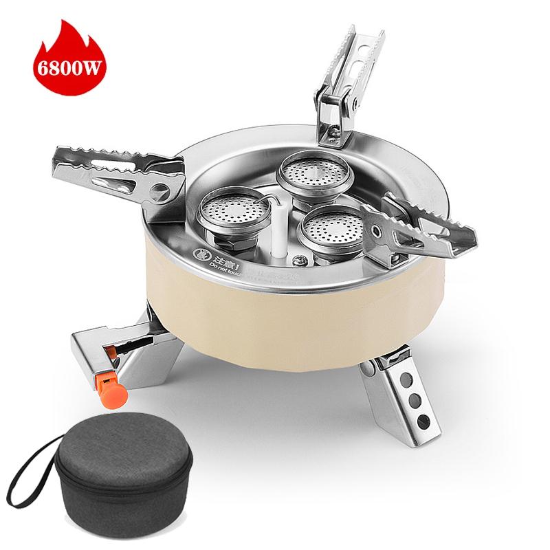 Camping Burner 6800W Big Power Portable Foldable Outdoor Tourist Head Picnic Survive Warm Gas Stove For Hiking Fishing BBQ Stove