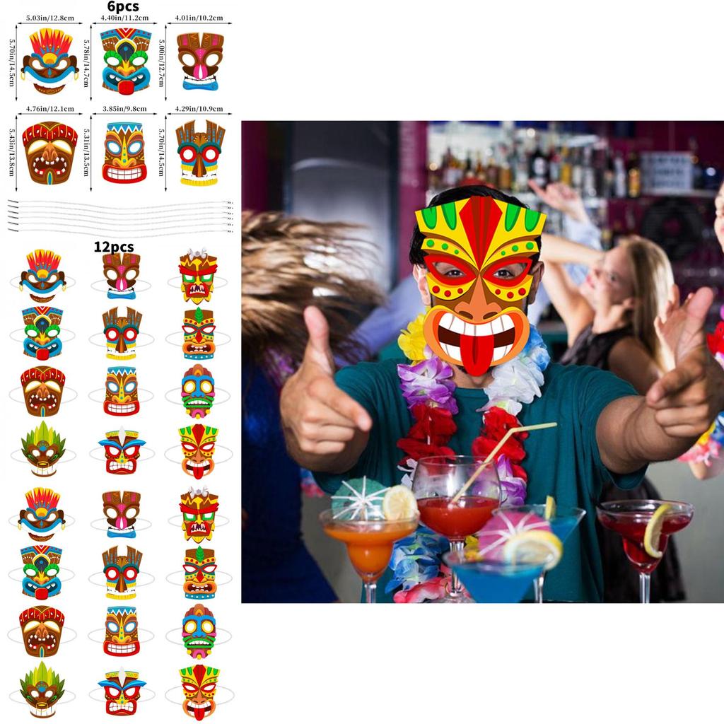 Cartoon Style Hawaiian Masks With Lightweight Material For Themed Parties And Cosplay