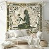 Vintage Girl Silhouette Floral Tapestry 2D Flat Printed Peach Skin Wall Hanging Aesthetic Room Decor for Bedroom Living Room