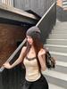 Gray Lace Polka Dot Camisole with Chest Pads - Women's Slimming Summer Top