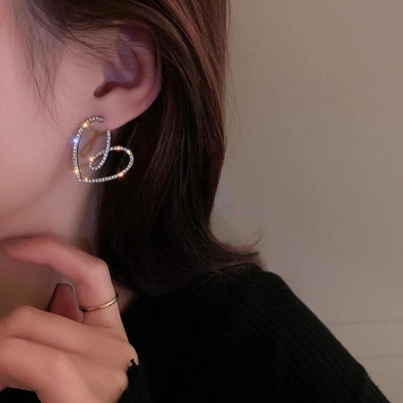 2023 New Trendy Heart Shape Big Hoop Earrings for Women Classic Hollow Stainless Steel Dangle Earring Personality Jewelry Gift