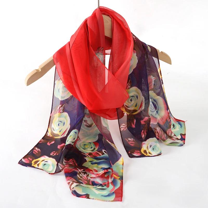 New Print Chiffon Scarf Shawl Women Sunscreen Silk Scarf Turban Long Wrap Beach Travel Outdoor Accessories Trendy Headband