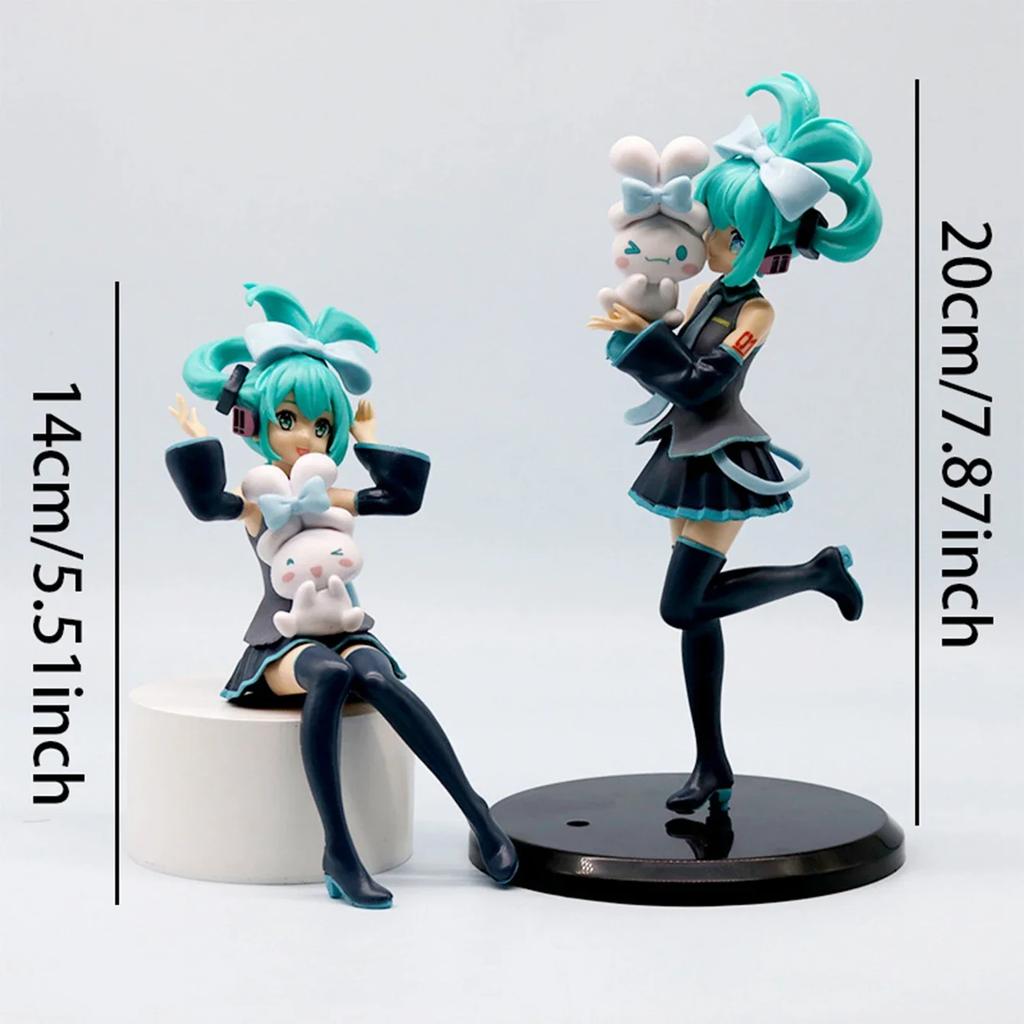 1 Stück 20 cm / 7,87 Zoll Hatsune Miku X Cinnamoroll Anime Figur Kawaii Miku Action Figur PVC Erwachsenen Sammlermodell Puppen Spielzeug Geschenke