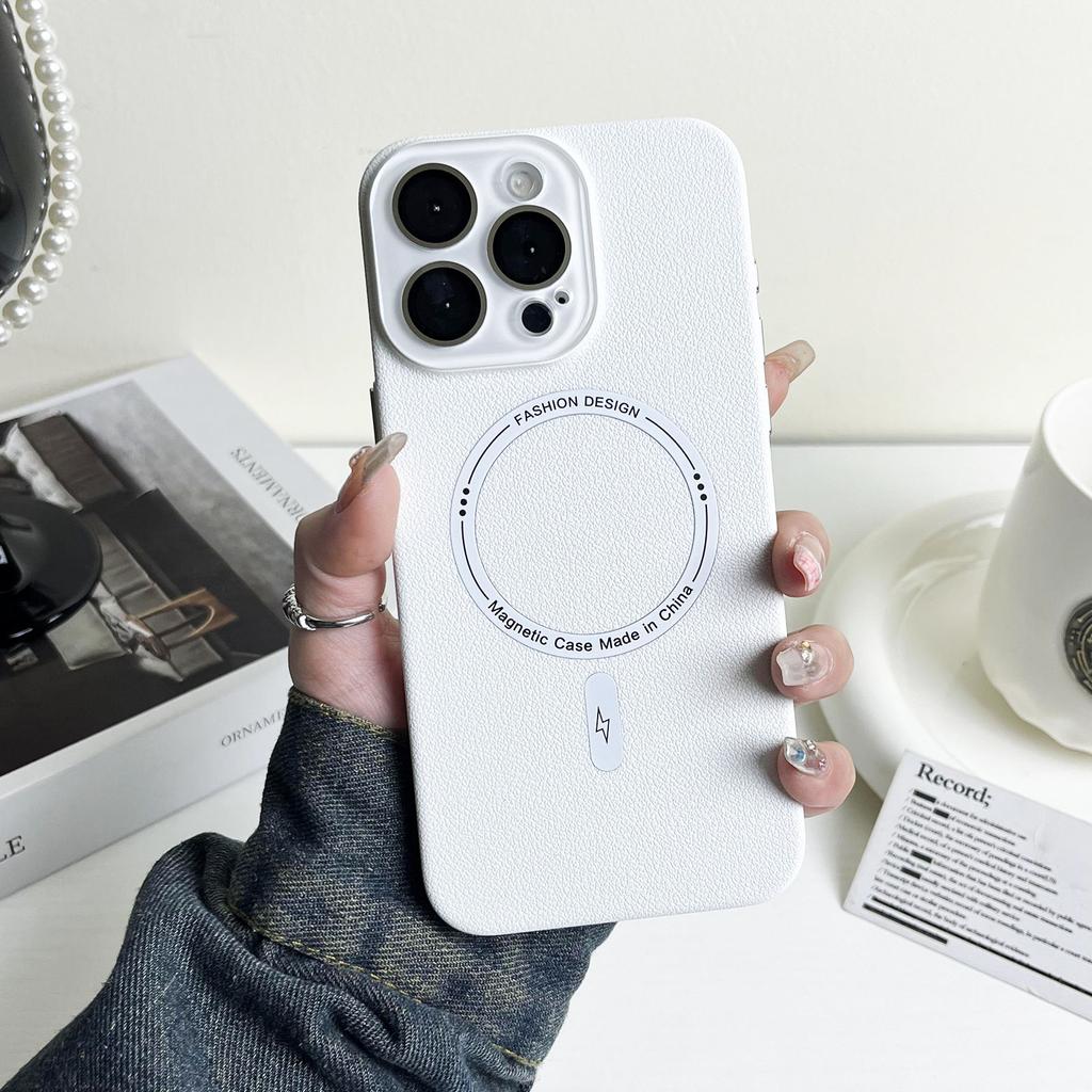 Plain Leather Phone Case for Apple iPhone 15 Promax- Soft Silicone Crystal Frame Lens Phone Cover for Apple iPhone 15/14/13/12/11/Plus/Pro/Promax