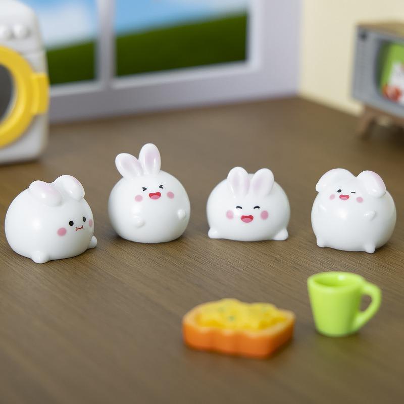 6Pcs Animation Cute Sphere Animal Micro Landscape Desktop Decoration Decorations Plump Bunny Rice Dumpling Diy Accessories