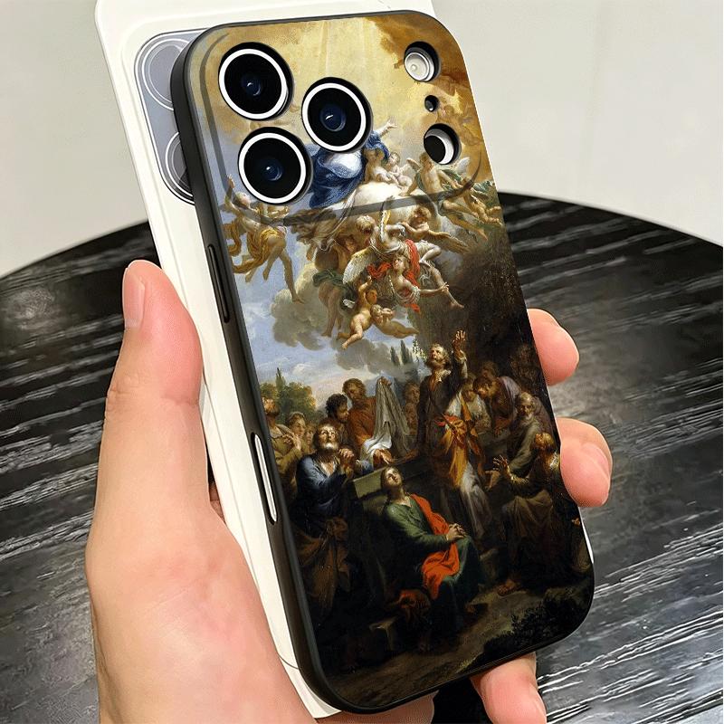 Renaissance Ästhetik Kunst Malerei Weiche Handyhülle für iPhone 16 16E 17 Air 15 Pro Max 14 Plus 13 Mini 11 12 7 Schwarze Hülle Rückseite