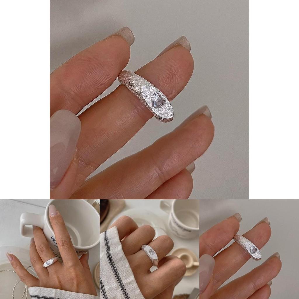 Elegant Heart Shaped Adjustable Copper Ring For Women With Sparkling Rhinestones