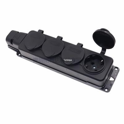 16A EU Plug Waterproof Rubber Power Connector & Rainproof 4-Way Power Strip