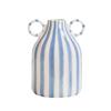 European Hand Painted Striped Ceramic Vase French Light Luxury Living Room Decor