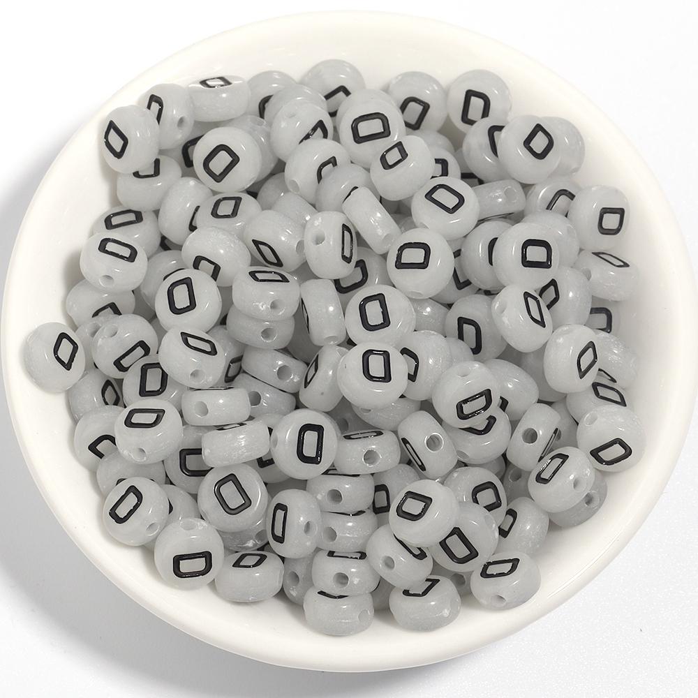 100pcs 7mm Acrylic Luminous Beads Flat Round Alphabet Loose Spacer Beads For Jewelry Making DIY Bracelets Necklace Accessories