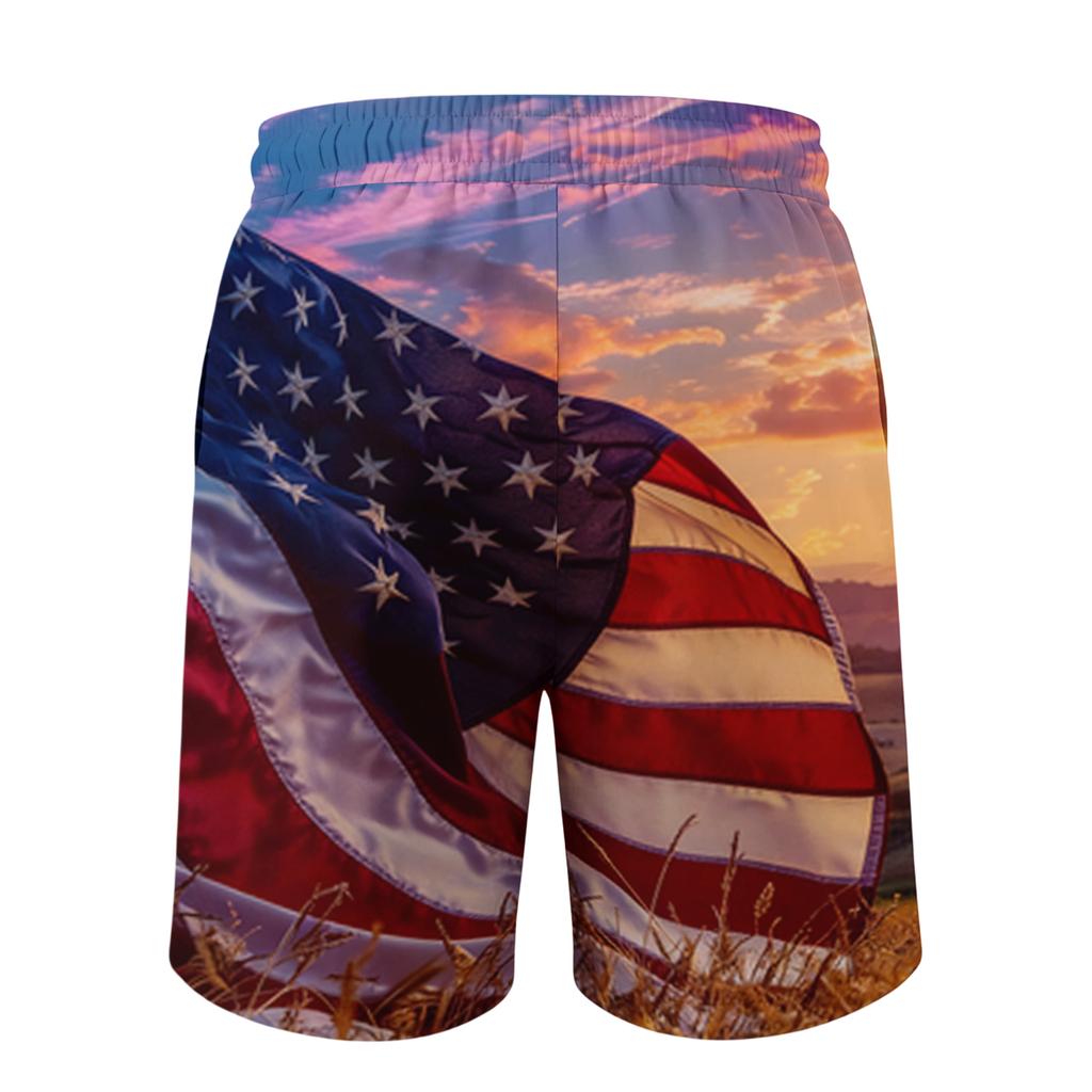 Men's Independence Day Printed Casual Drawstring Waist Shorts
