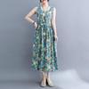 2025 Mori Girl Pastoral Cotton Linen Floral Sleeveless Plus Size Dress