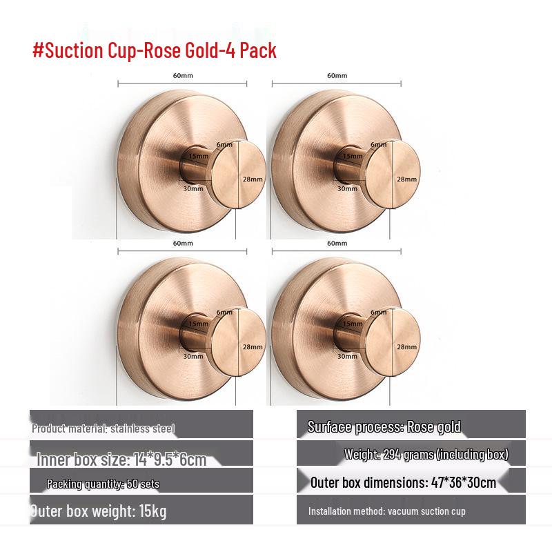 Stainless Steel Traceless Vacuum Suction Cup Hook for Kitchen and Bathroom Towels