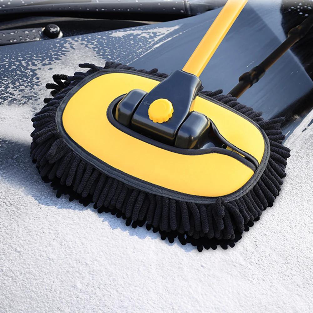 Car Mop Head Chenille Car Detailing Brush Telescopic Replacement Brush Head Super Absorbent Auto Washing Brush Auto Accessory