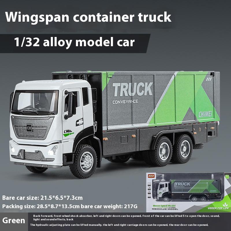 1/32 Scale Wingspan Container Truck Alloy Toy Diecast Engineering Vehicle Model Collection of Hobby Decorative Fine Ornaments Kids Toy