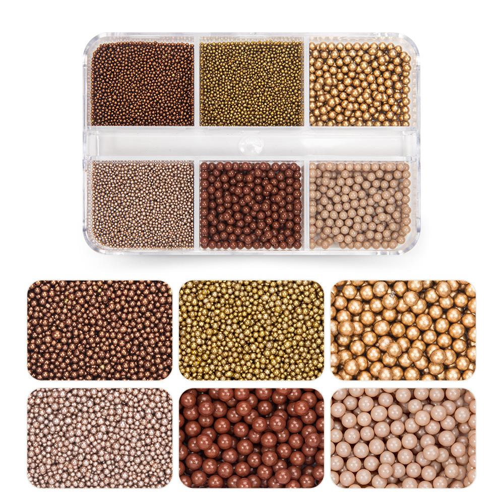 

Nail Art Irregular Baroque Highlighted Semicircular Alien 6-Grid Boxed Pearl Wear Nail Material Decoration