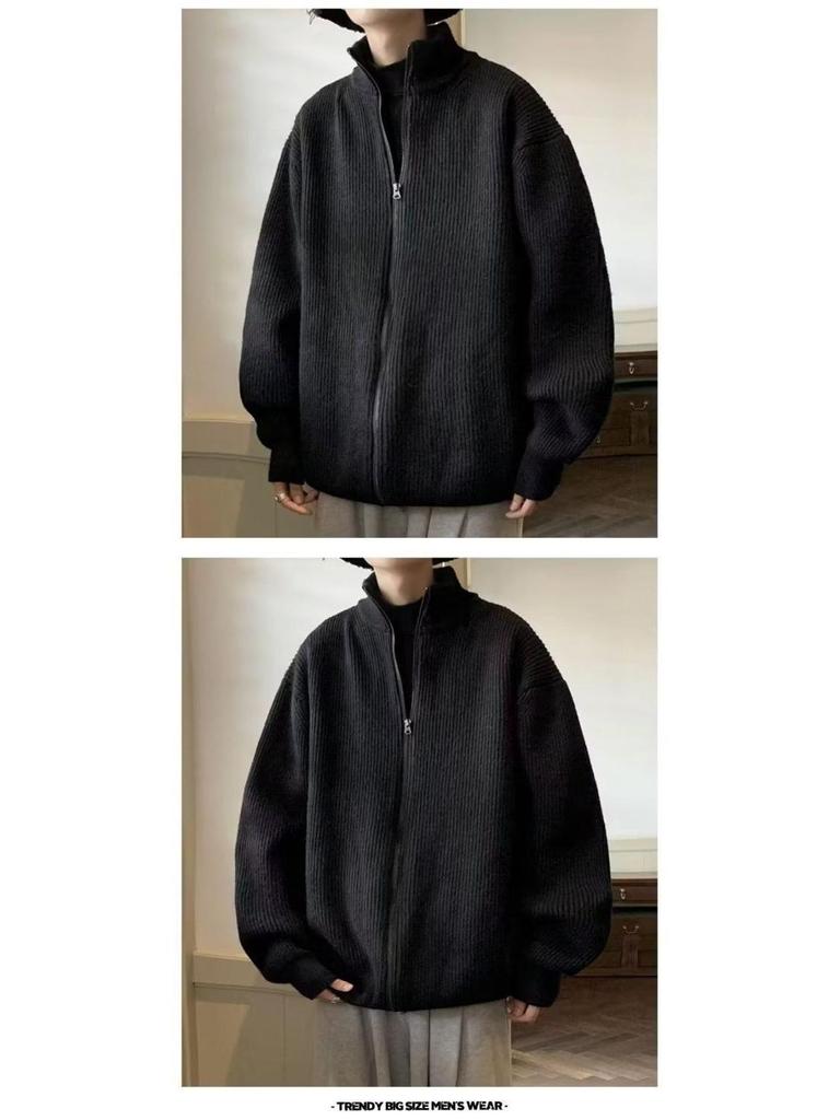 Men's Japanese Retro Zippered Cardigan Knitwear – Loose, Lazy Style for Spring and Autumn